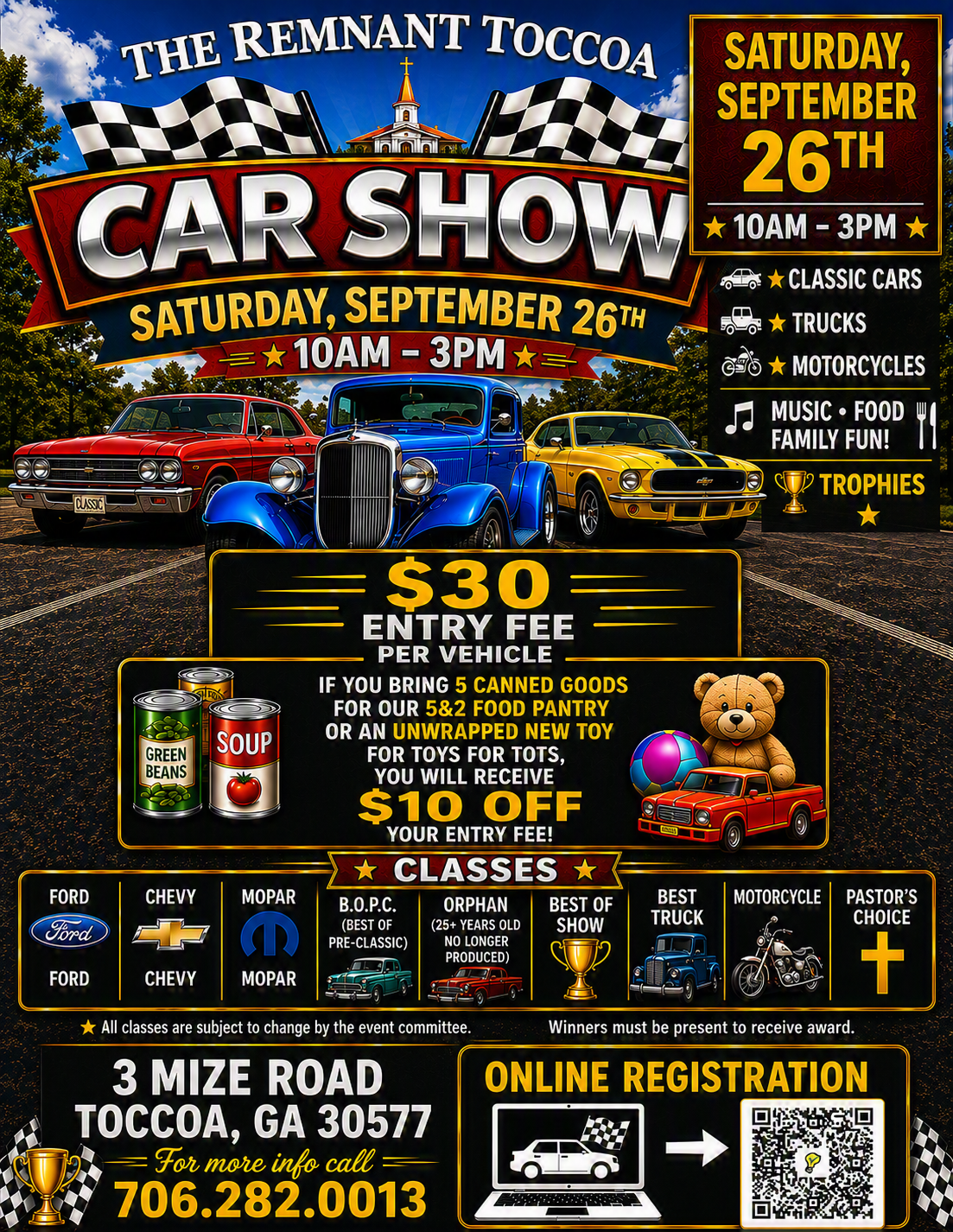 The Remnant Toccoa Car Show flyer