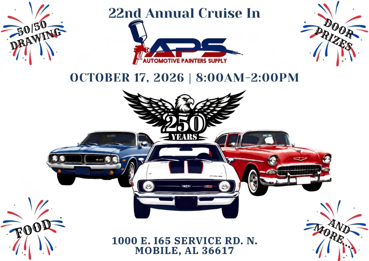 Flyer for 22nd Annual Cruise In at Automotive Painters Supply