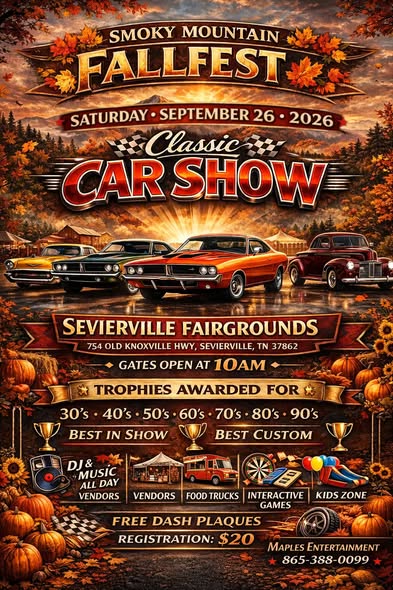 Smoky Mountain FallFest Classic Car Show flyer