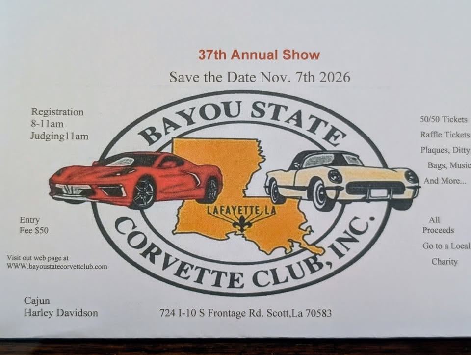 Flyer for 37th Annual Bayou State Corvette Club Show