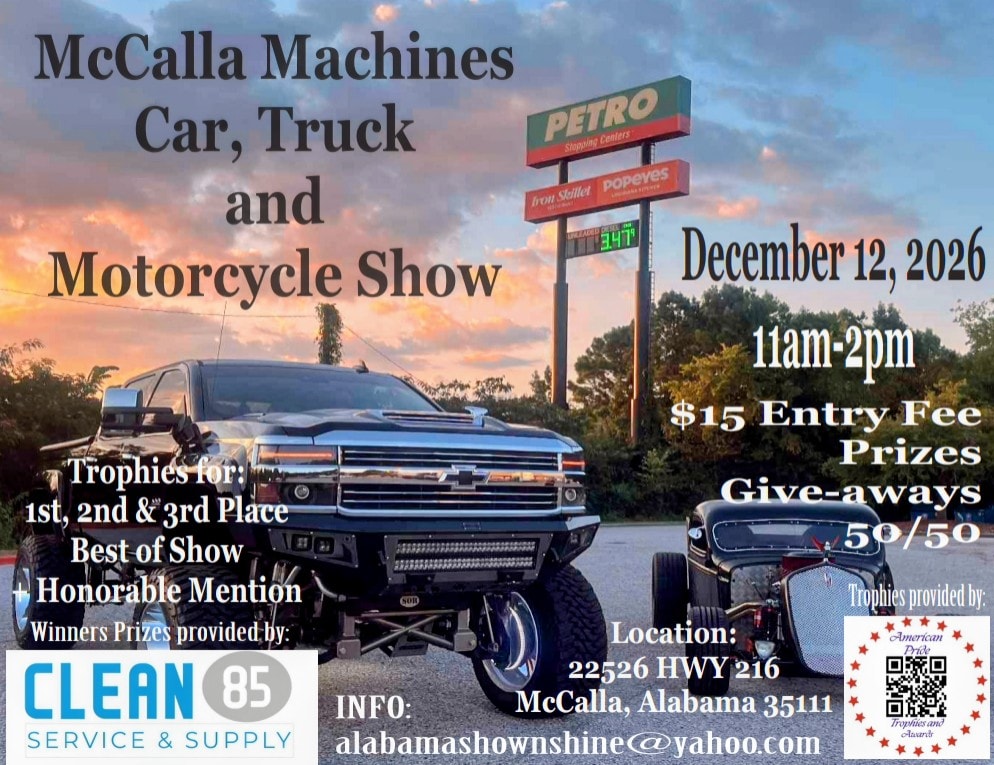 Flyer for McCalla Machines Car, Truck and Motorcycle Show