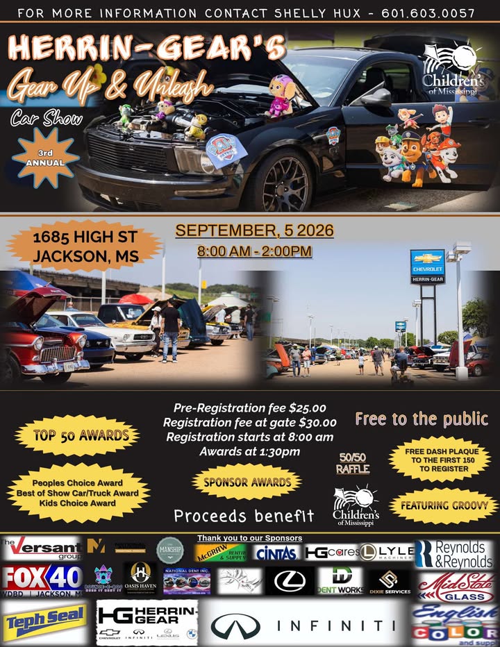 Herrin-Gear's Gear Up & Ylaksh Car Show flyer