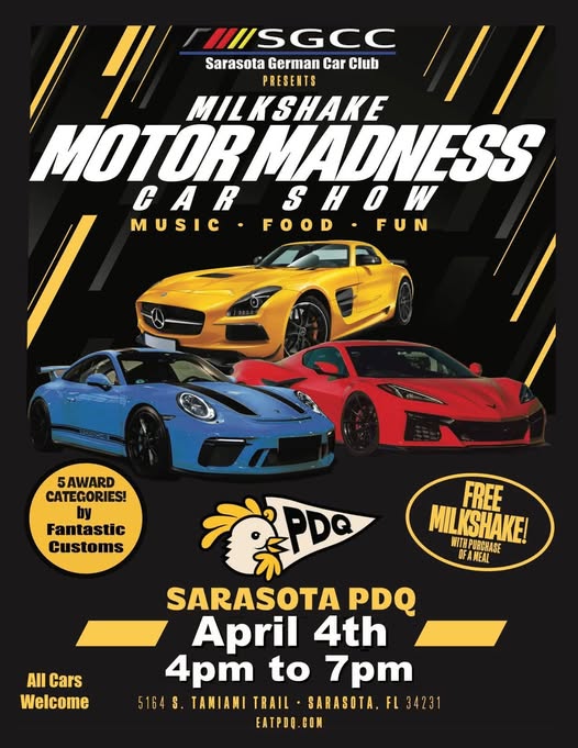 Flyer for Milkshake Motor Madness Car Show