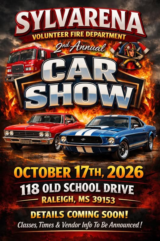 Flyer for Sylvarena Volunteer Fire Department 2nd Annual Car Show