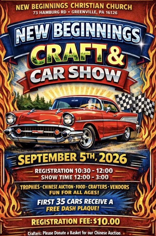 New Beginnings Craft & Car Show flyer