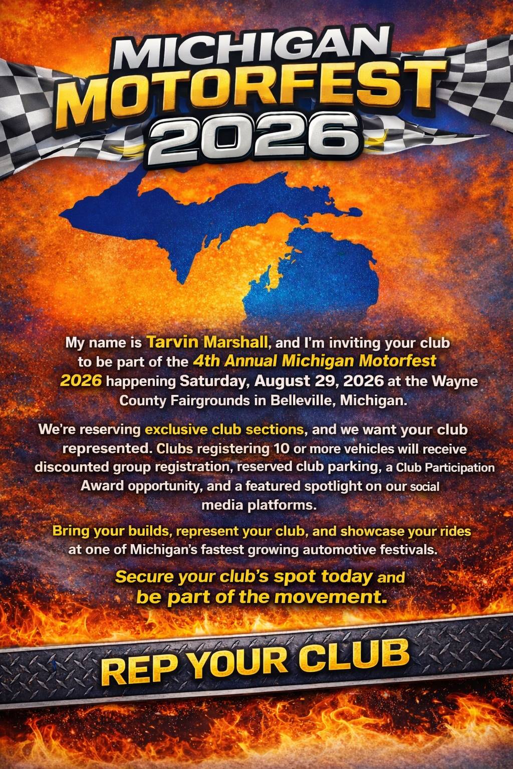 4th Annual Michigan Motorfest 2026 flyer