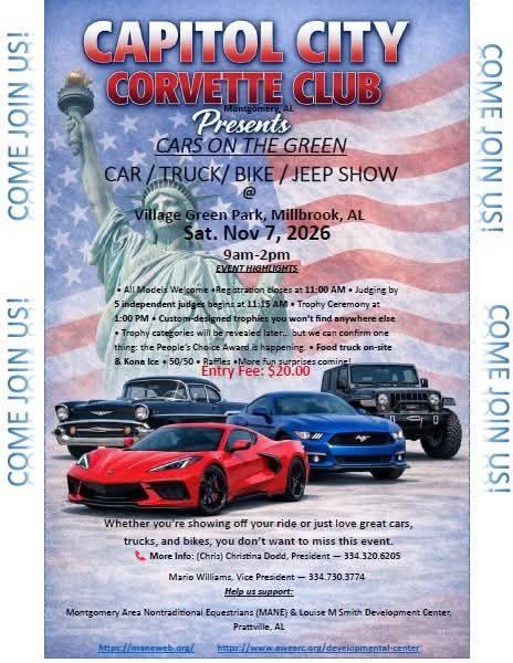 Flyer for Cars on the Green Car/Truck/Bike/Jeep Show