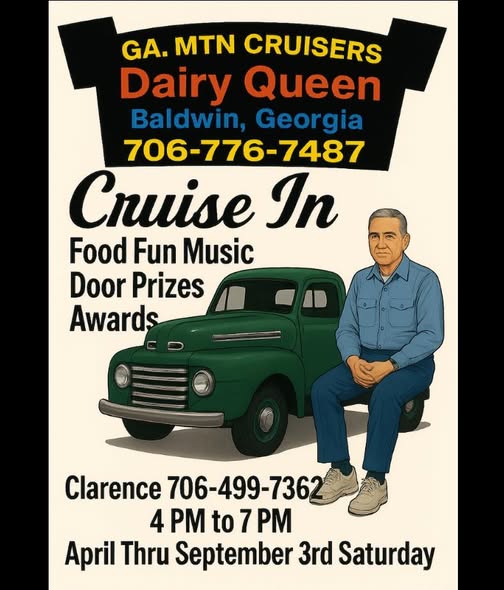 Flyer for GA. MTN Cruisers Dairy Queen Cruise In