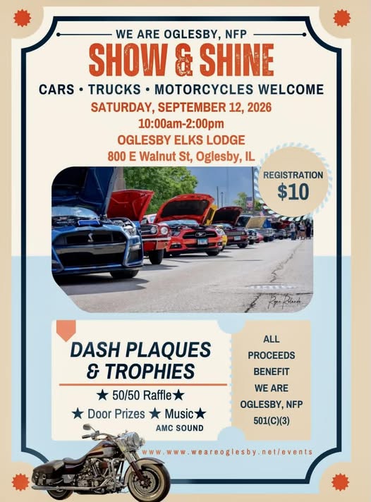 We Are Oglesby, NFP Show & Shine flyer