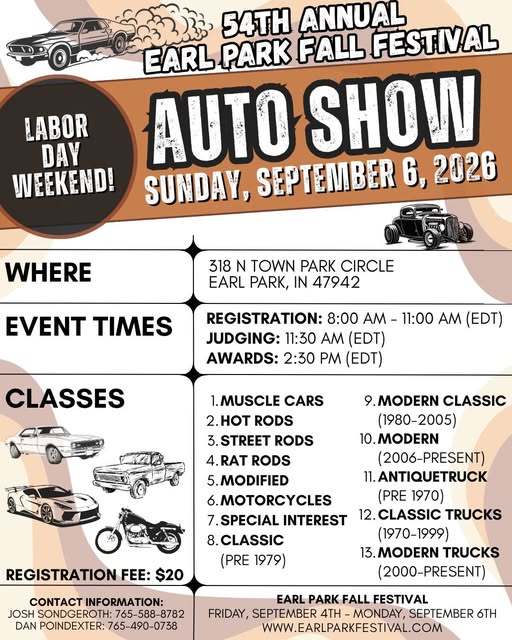 54th Annual Earl Park Fall Festival Auto Show flyer