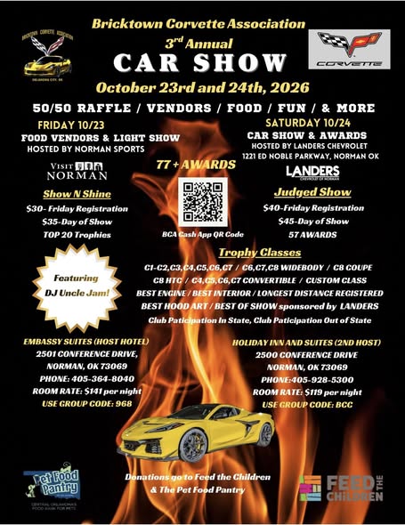 Flyer for Bricktown Corvette Association 3rd Annual Car Show