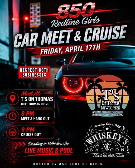 Flyer for 850 Redline Girls Car Meet & Cruise