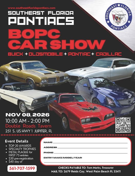 Flyer for BOPC Car Show