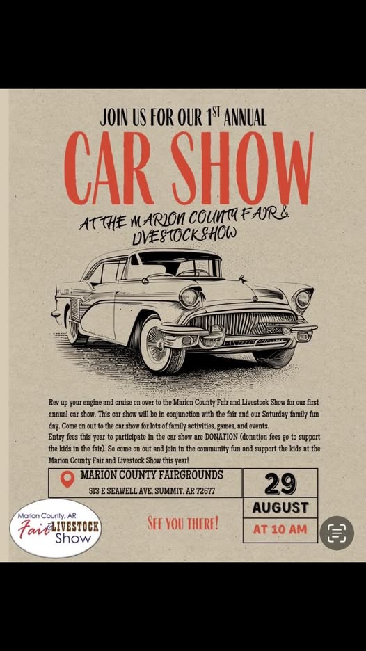 1st Annual Car Show at the Marion County Fair & Livestock Show flyer