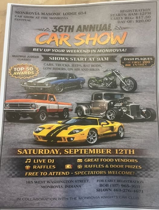 36th Annual Car Show at the Monrovia Festival flyer