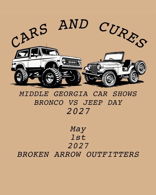 Flyer for Cars and Cures - Bronco vs Jeep Day 2027
