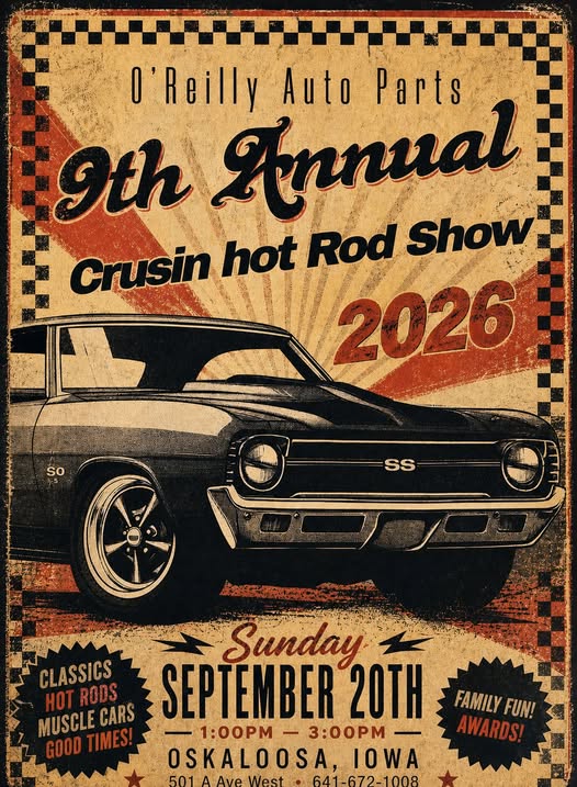 O'Reilly Auto Parts 9th Annual Crusin Hot Rod Show flyer