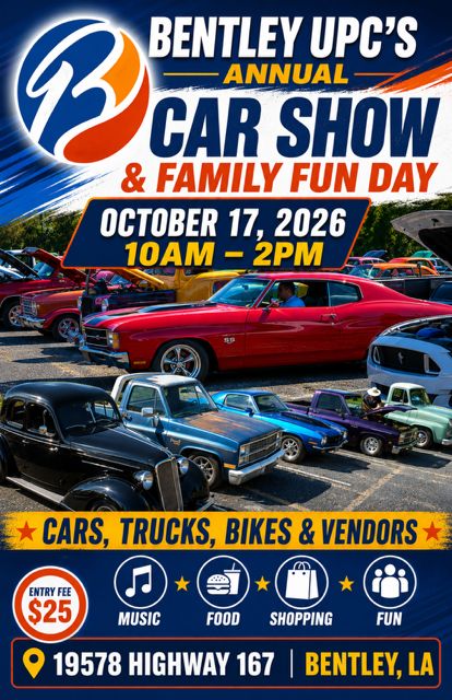Flyer for Bentley UPC's Annual Car Show & Family Fun Day