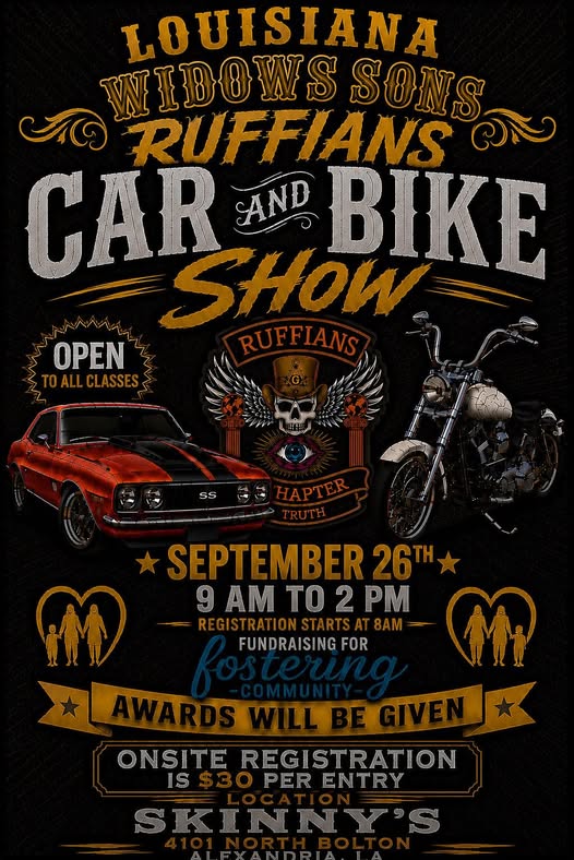 Louisiana Widows Sons Ruffians Car and Bike Show flyer