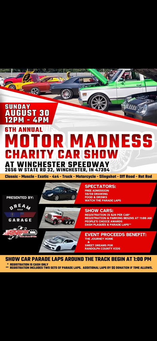 6th Annual Motor Madness Charity Car Show flyer