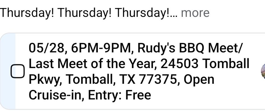 Flyer for Rudy's BBQ Meet / Last Meet of the Year