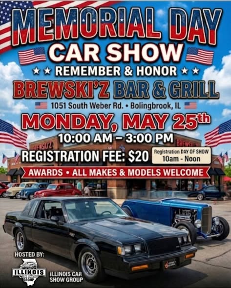 Flyer for Memorial Day Car Show - Remember & Honor