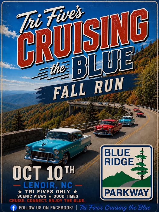 Flyer for Tri Five's Cruising the Blue Fall Run