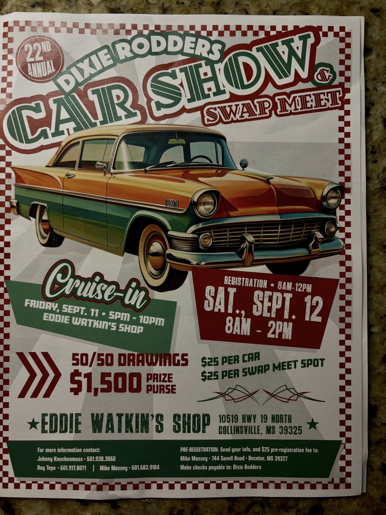 22nd Annual Dixie Rodders Car Show & Swap Meet flyer