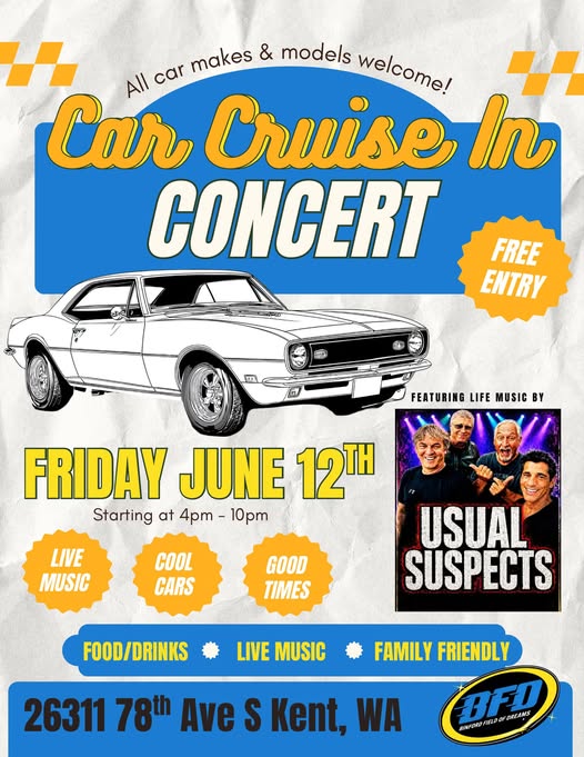 Flyer for Car Cruise In Concert