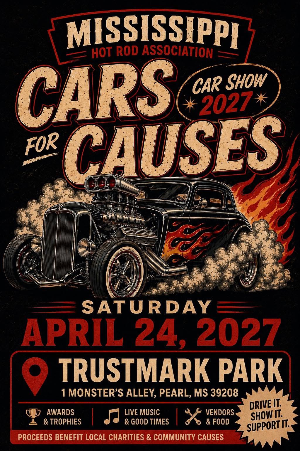 Flyer for Cars for Causes Car Show 2027