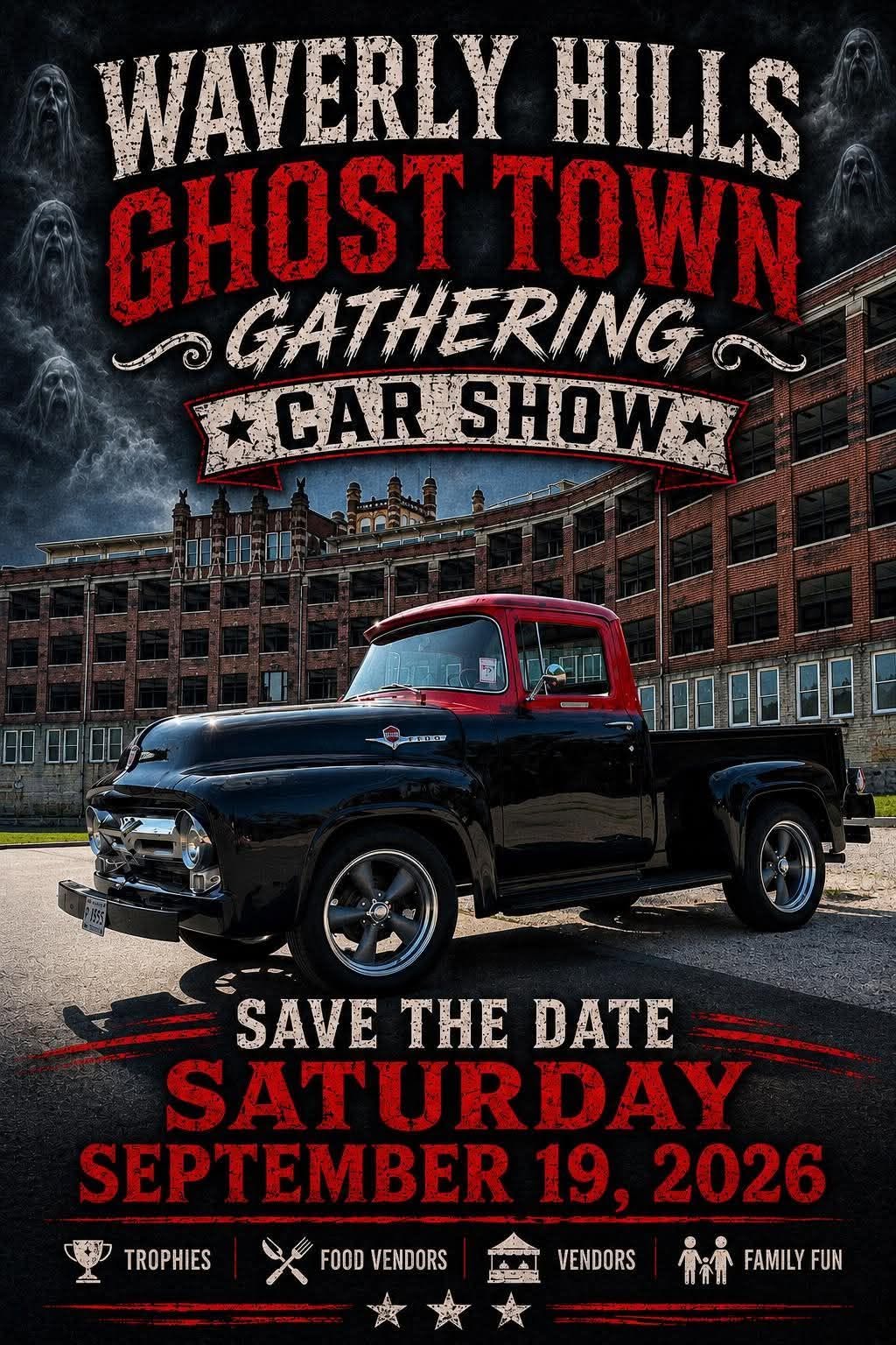 Waverly Hills Ghost Town Gathering Car Show flyer