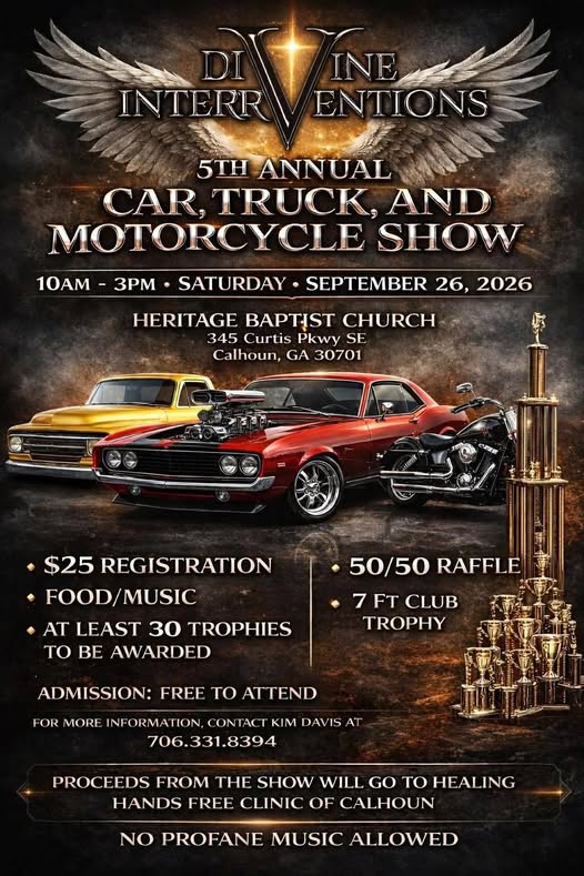 Divine Interventions 5th Annual Car, Truck, and Motorcycle Show flyer