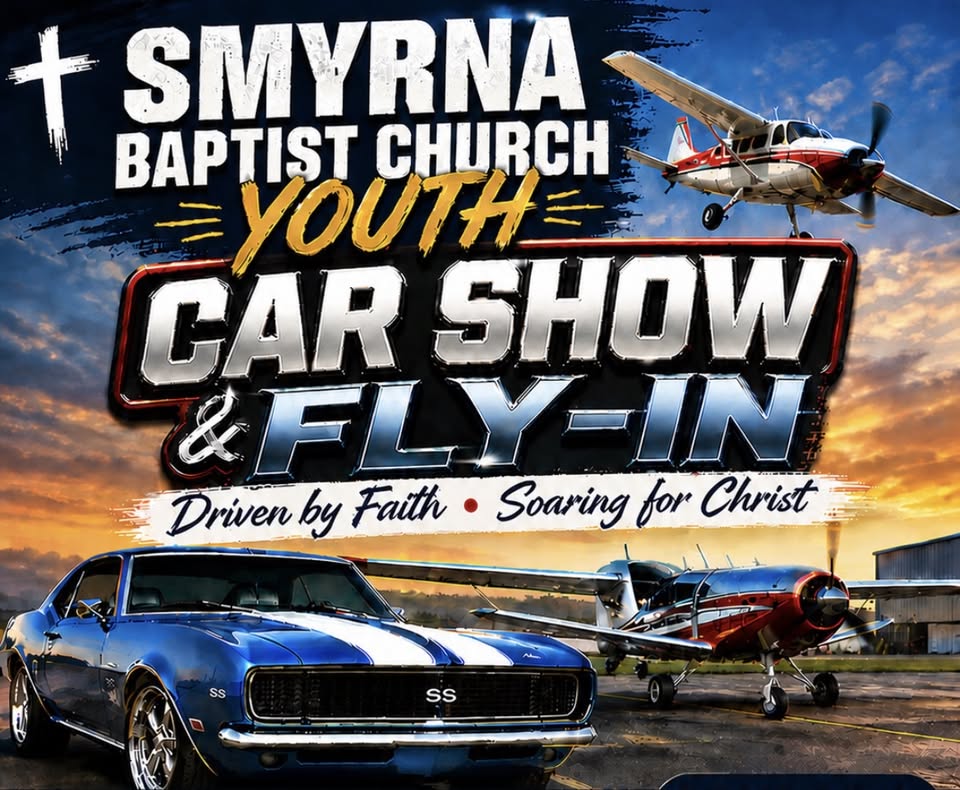 Flyer for Smyrna Baptist Church Youth Car Show & Fly-In