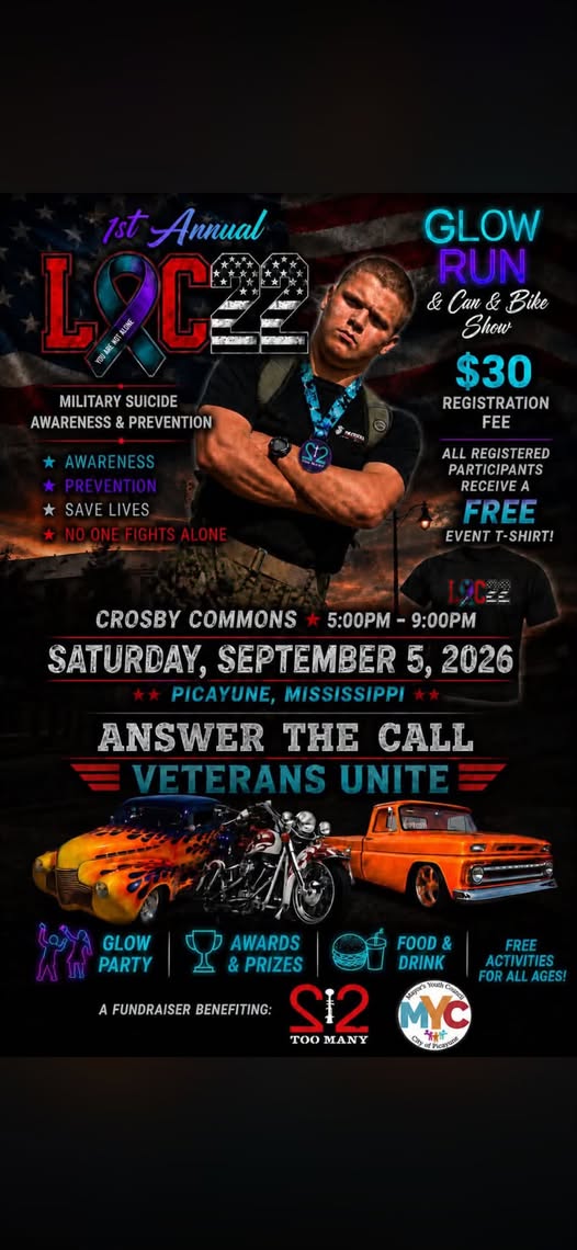 1st Annual LOC22 GLOW RUN & Cop & Bike Show flyer