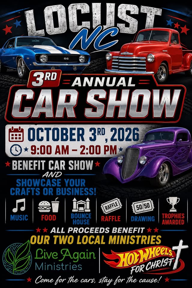 Locust NC 3rd Annual Car Show flyer