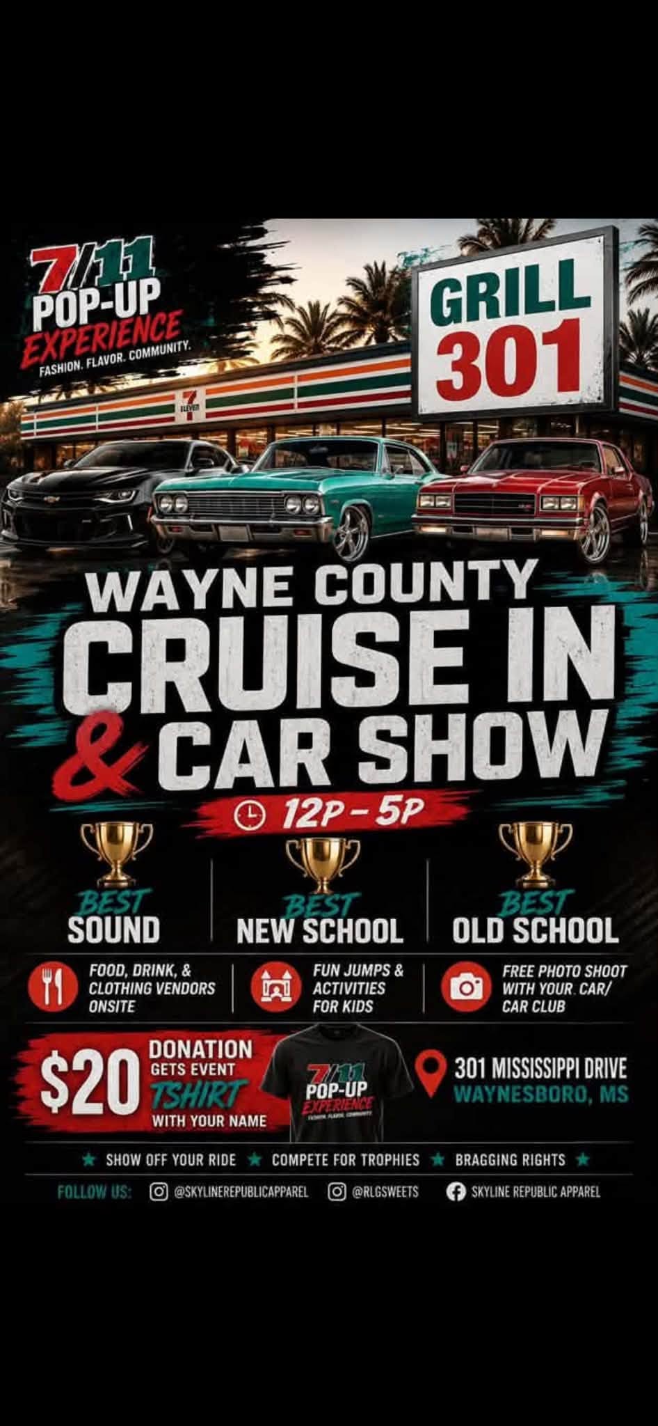 Flyer for Wayne County Cruise In & Car Show