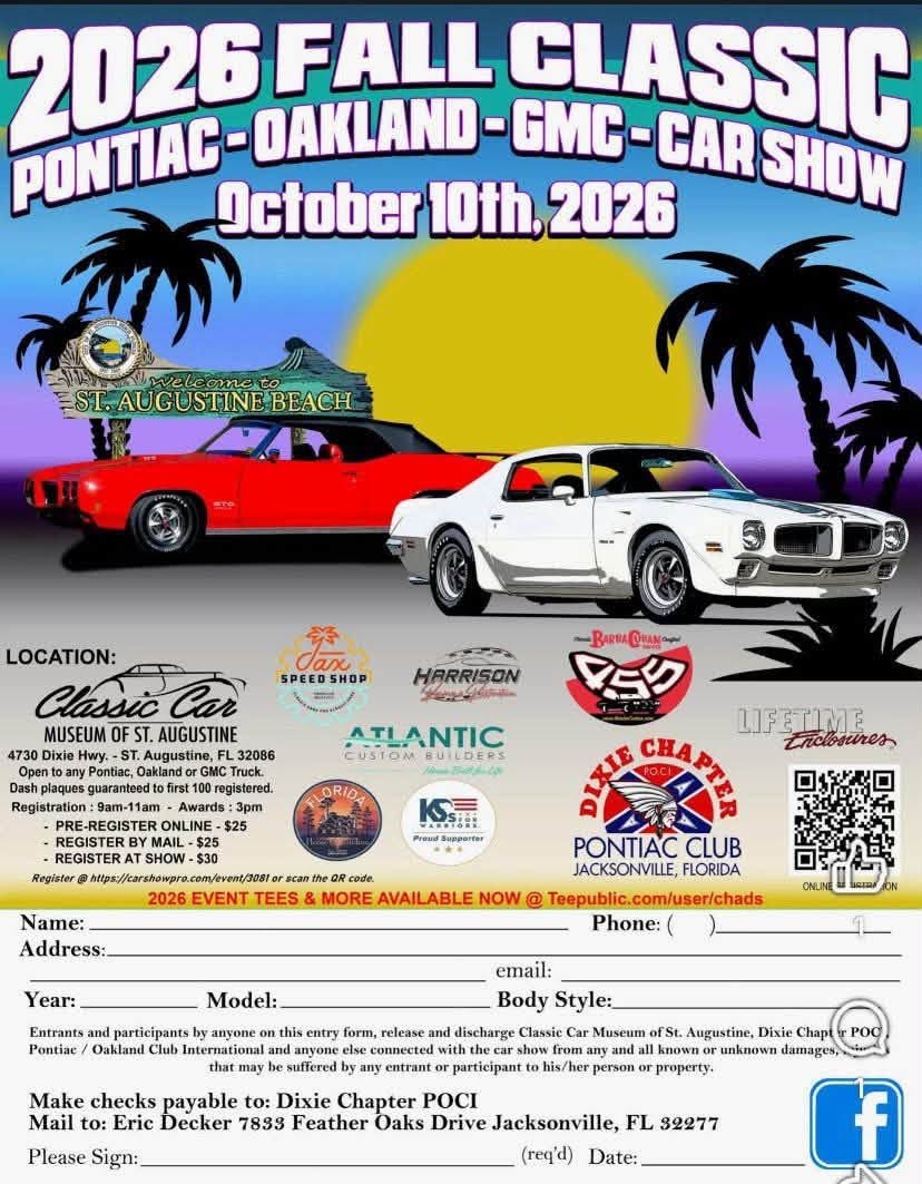 Flyer for 2026 Fall Classic Pontiac-Oakland-GMC Car Show