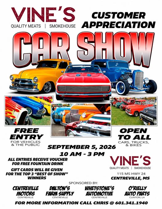 Vine's Customer Appreciation Car Show flyer