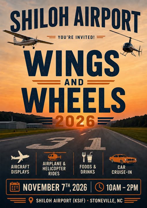 Flyer for Shiloh Airport Wings and Wheels 2026