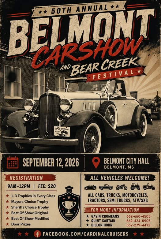 50th Annual Belmont Carshow and Bear Creek Festival flyer