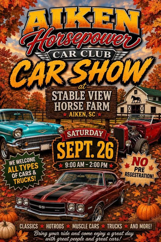 Aiken Horsepower Car Club Car Show flyer