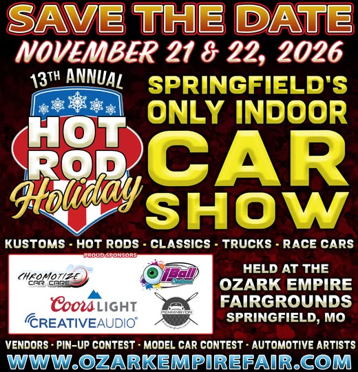 Flyer for 13th Annual Springfield's Only Indoor Hot Rod Holiday Car Show