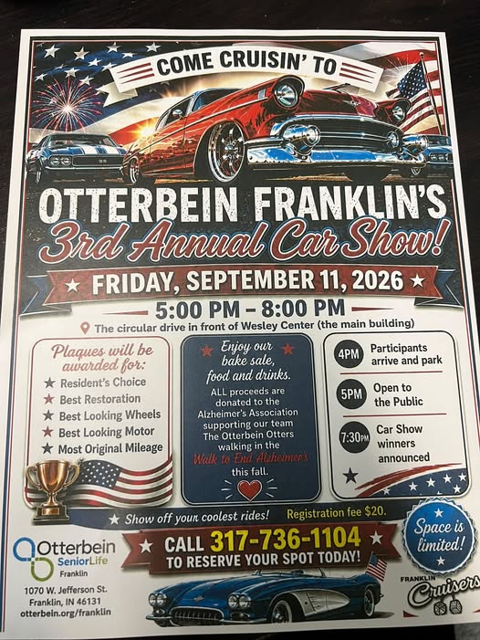 Otterbein Franklin's 3rd Annual Car Show flyer