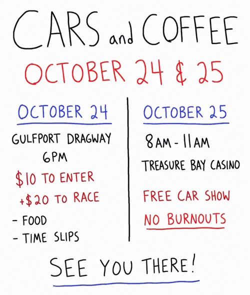 Flyer for Cars and Coffee