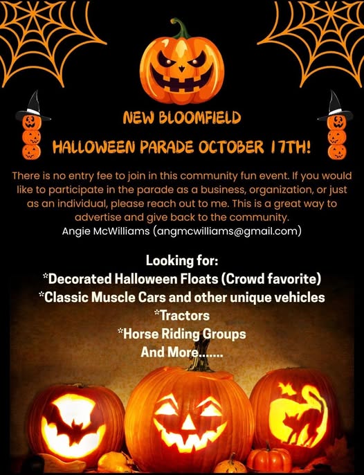 Flyer for New Bloomfield Halloween Parade