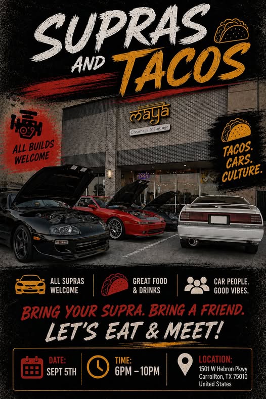Supras and Tacos flyer