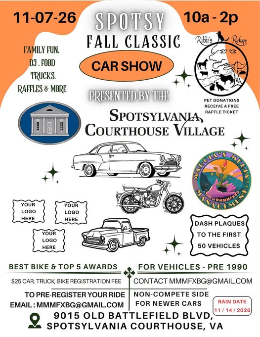 Flyer for Spotsy Fall Classic Car Show