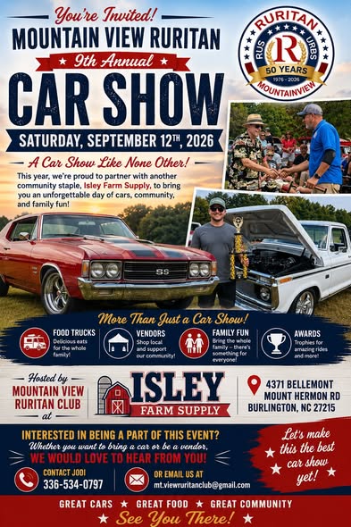 Mountain View Ruritan 9th Annual Car Show flyer