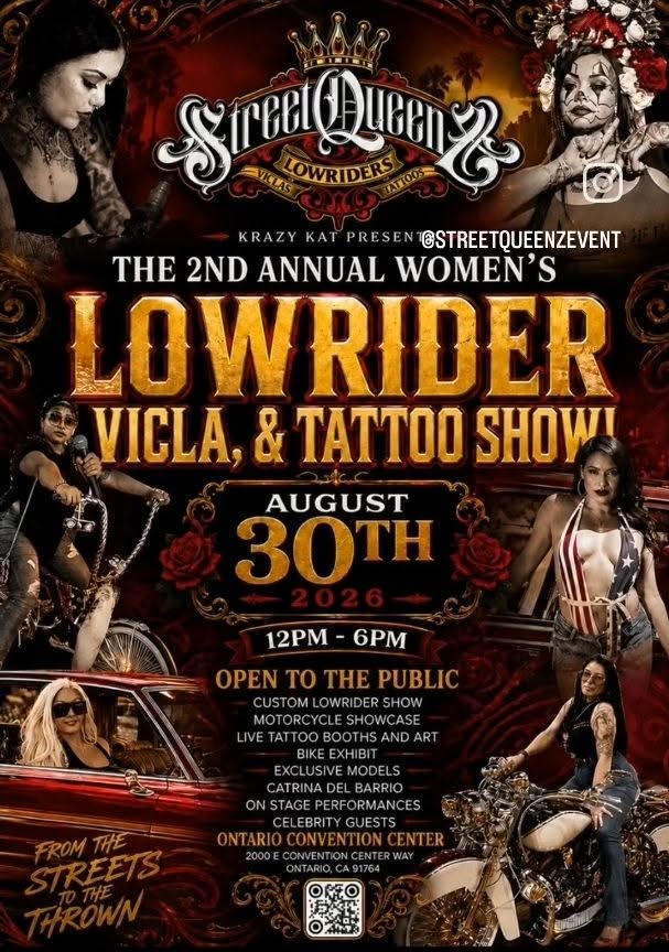 The 2nd Annual Women's Lowrider, Vicla, & Tattoo Show flyer