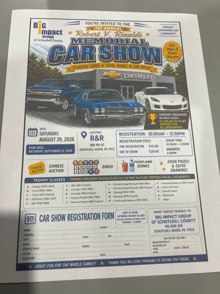 Robert V. Tormanen Memorial Car Show flyer